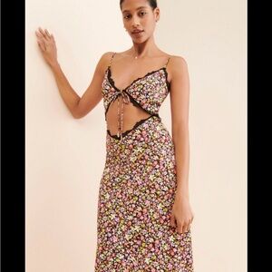 AFRM Floral Cutout Maxi Dress - Black, Pink, Yellow
